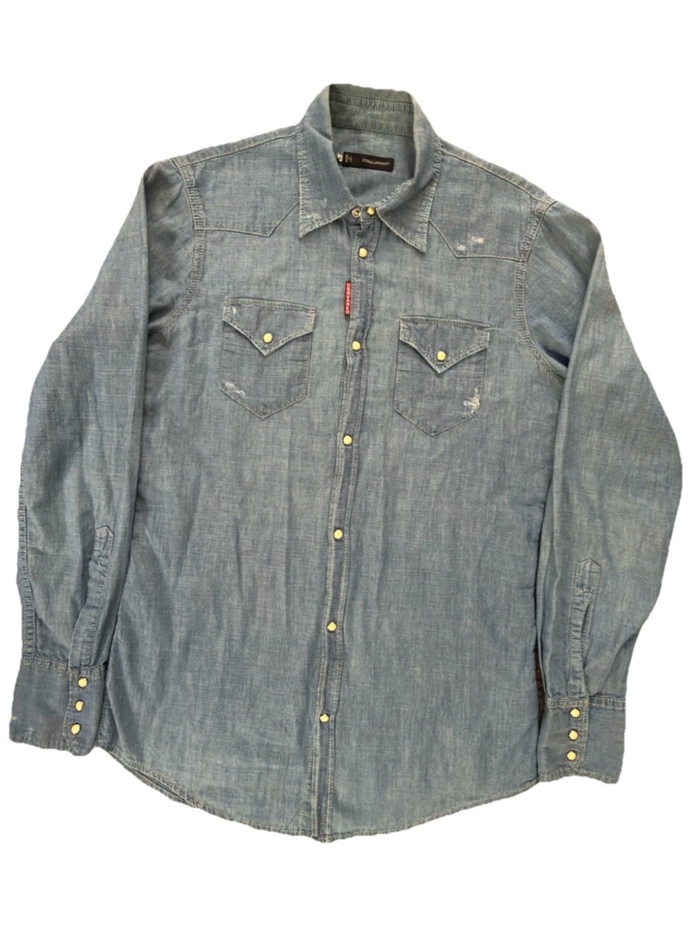 DSQUARED Denim Western Shirt Size (48 IT) Medium Distressed Made In Italy